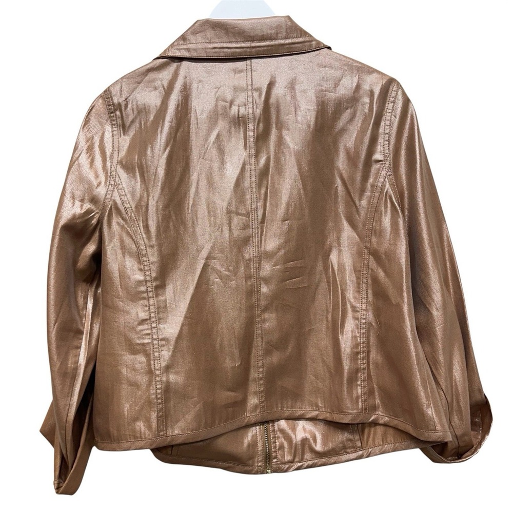 Ruby Rd. Gold Tone Shimmer Jacket. Zip Front. Size 14P - Picture 7 of 10